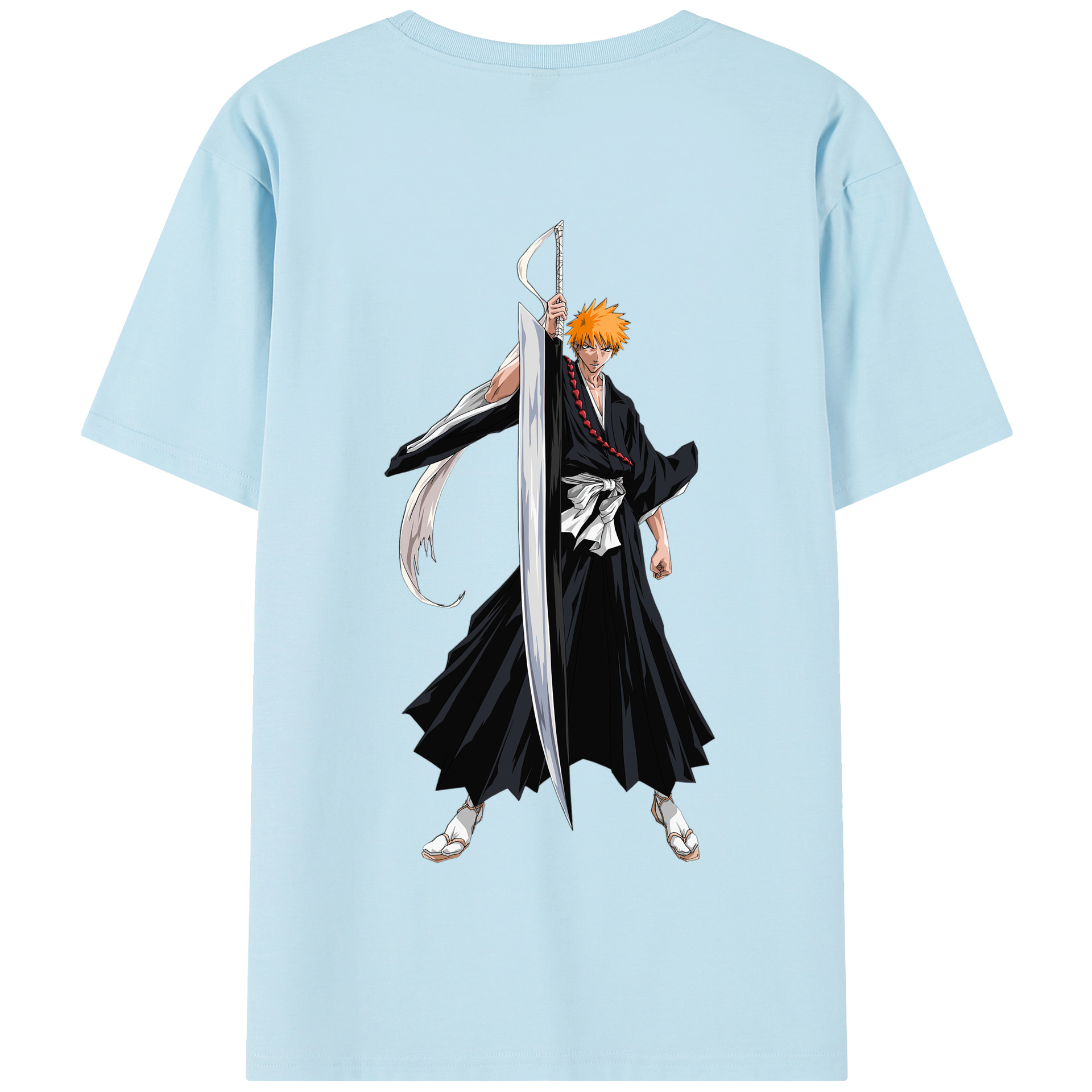 （画像用） ブリーチ 黒崎一護（くろさき いちご）BLEACH Kurosaki Ichigo 綿100％半袖Tシャツ（背面プリント）